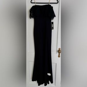 NWT Black Long Strapless Long Formal Homecoming Wedding Dress SZ 1/2